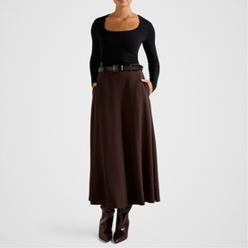Celine Belted Flared Skirt