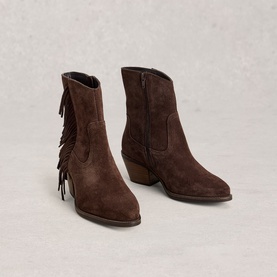 Cherry Fringe Ankle Boots