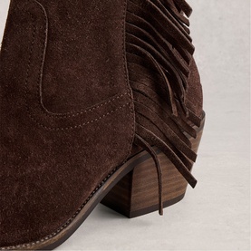 Cherry Fringe Ankle Boots