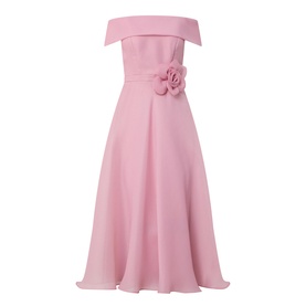Floral Appliqu&eacute; Off-The-Shoulder Dress