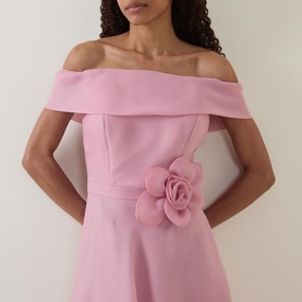 Floral Appliqu&eacute; Off-The-Shoulder Dress