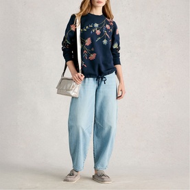 Floral Drawstring Sweatshirt