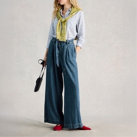 Lyle Denim Belted Wide Leg Jeans