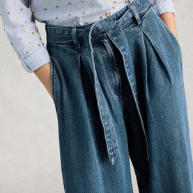Lyle Denim Belted Wide Leg Jeans