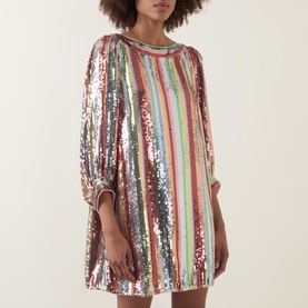 Laurie Rainbow Stripe Sequin Dress