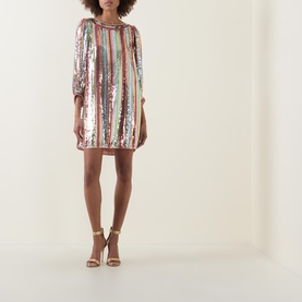 Laurie Rainbow Stripe Sequin Dress