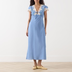 Amari Embroidered Lace Trim Dress