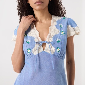 Amari Embroidered Lace Trim Dress