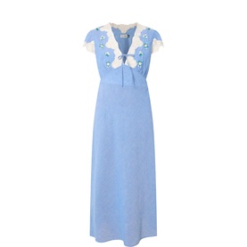 Amari Embroidered Lace Trim Dress