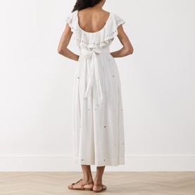 Ebony Floral Embroidered Flared Dress