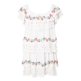 Leilani Floral Embroidered Tiered Mini Dress