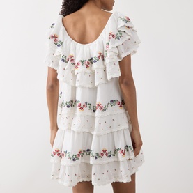 Leilani Floral Embroidered Tiered Mini Dress