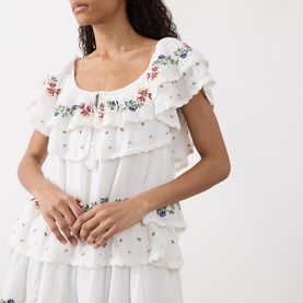 Leilani Floral Embroidered Tiered Mini Dress
