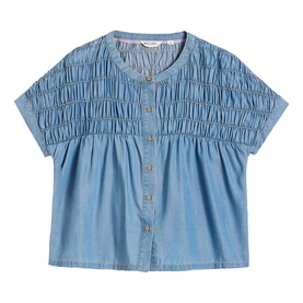 Tammie Chambray Shirred Blouse