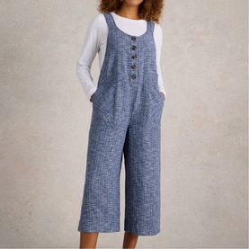 Viola Button Front Linen Dungarees