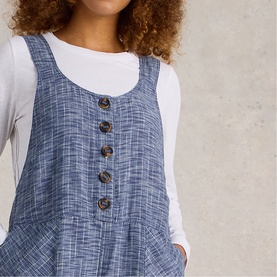Viola Button Front Linen Dungarees