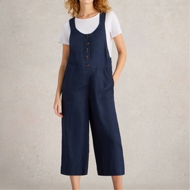 Viola Button Front Linen Dungarees