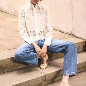Crochet Palm Cropped Shirt