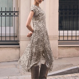 Leopard Handkerchief Flared Dress