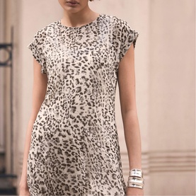 Leopard Handkerchief Flared Dress