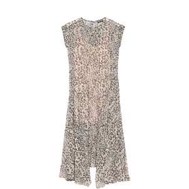 Leopard Handkerchief Flared Dress