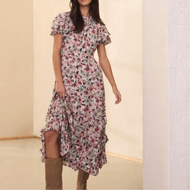 Floral Tiered Flared Dress