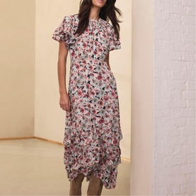 Floral Tiered Flared Dress