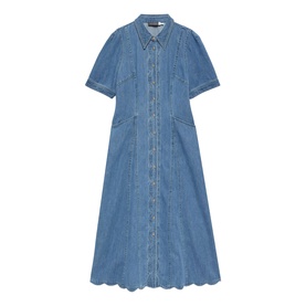 Scallop Denim Shirt Dress