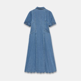 Scallop Denim Shirt Dress
