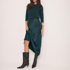 Woven Knit Flared Dress