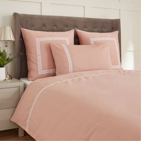 400 Thread Count Celtic Knot Duvet Set White on Rose Pink