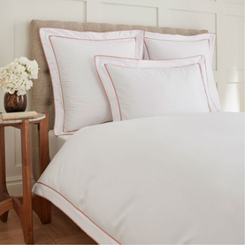 400 Thread Count Double Tape Edge Coral on White