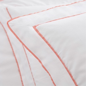 400 Thread Count Double Tape Edge Coral on White