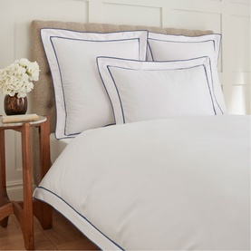 400 Thread Count Double Tape Edge Navy on White