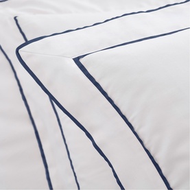 400 Thread Count Double Tape Edge Navy on White