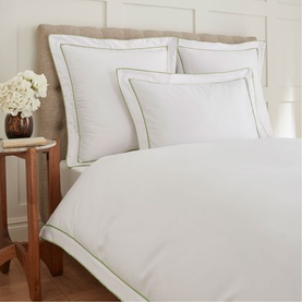 400 Thread Count Double Tape Edge Sage on White
