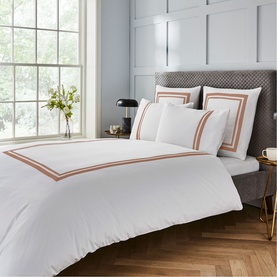400 Thread Count Wide Narrow Stripe Duvet set White on Mocha