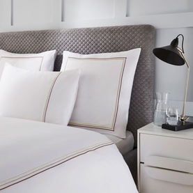 400 Thread Count Triple Row Cord Square Pillowcase Pair Latte on White