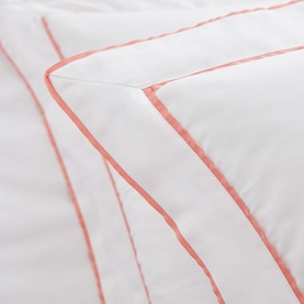 400 Thread Count Double Tape Edge Square Pillowcase Pair White on Coral