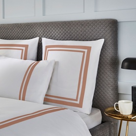 400 Thread Count Wide Narrow Stripe Square Pillowcase Pair White on Mocha