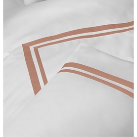 400 Thread Count Wide Narrow Stripe Square Pillowcase Pair White on Mocha