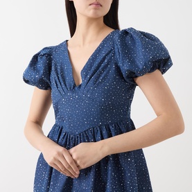 Daze Embellished Denim Mini Dress