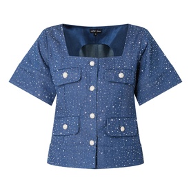 Embellished Denim Top