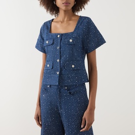 Embellished Denim Top