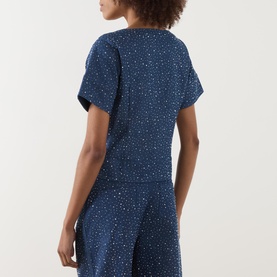 Embellished Denim Top