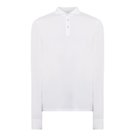 Solid Long-Sleeved Polo Shirt