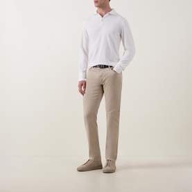 Solid Long-Sleeved Polo Shirt