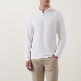 Solid Long-Sleeved Polo Shirt