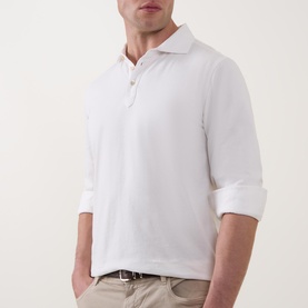 Solid Long-Sleeved Polo Shirt