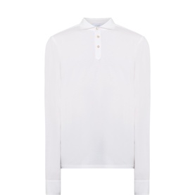 Solid Long-Sleeved Polo Shirt
